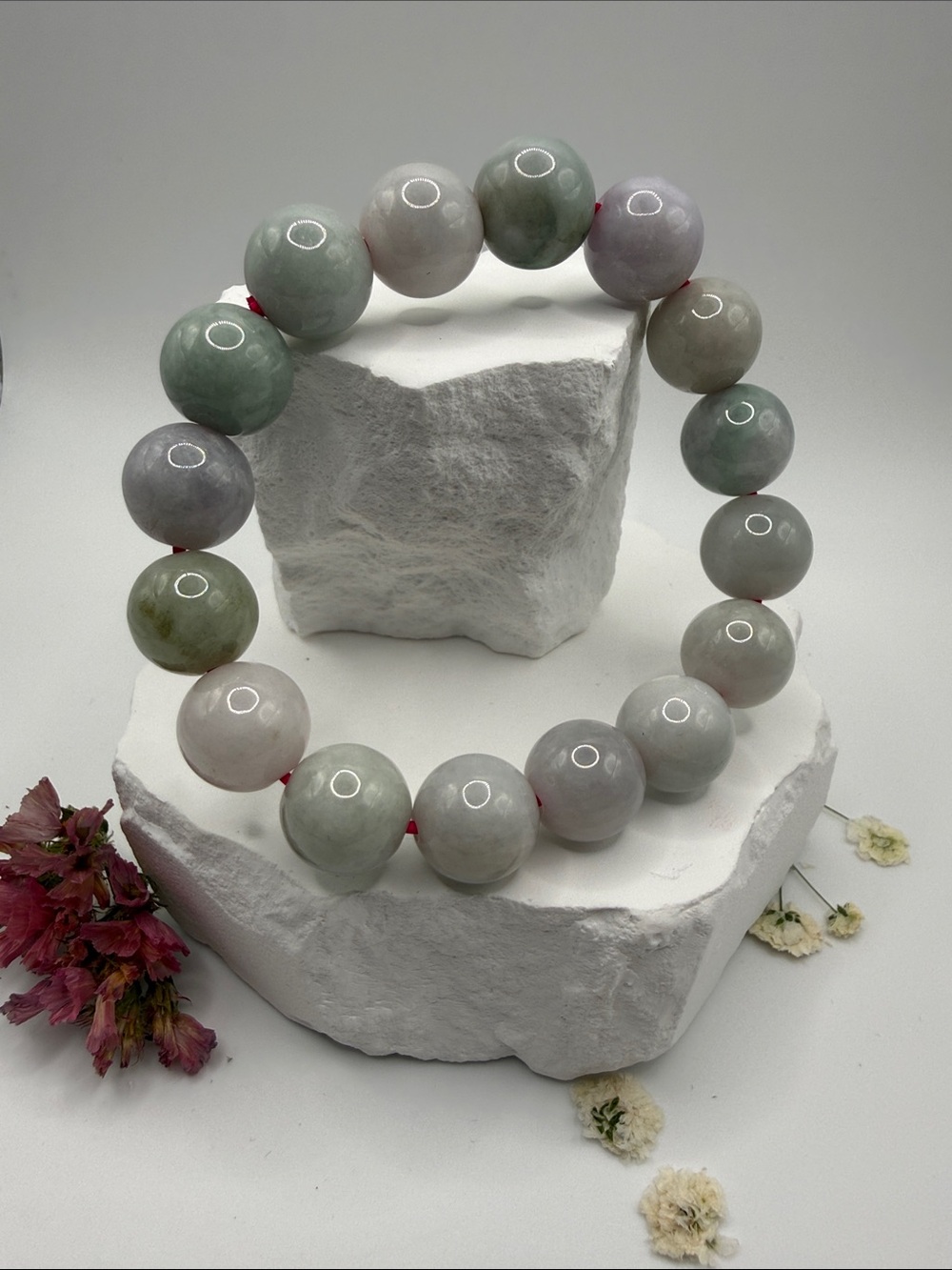 Burmese Jade  Bracelet in Soft Green and Lavender color